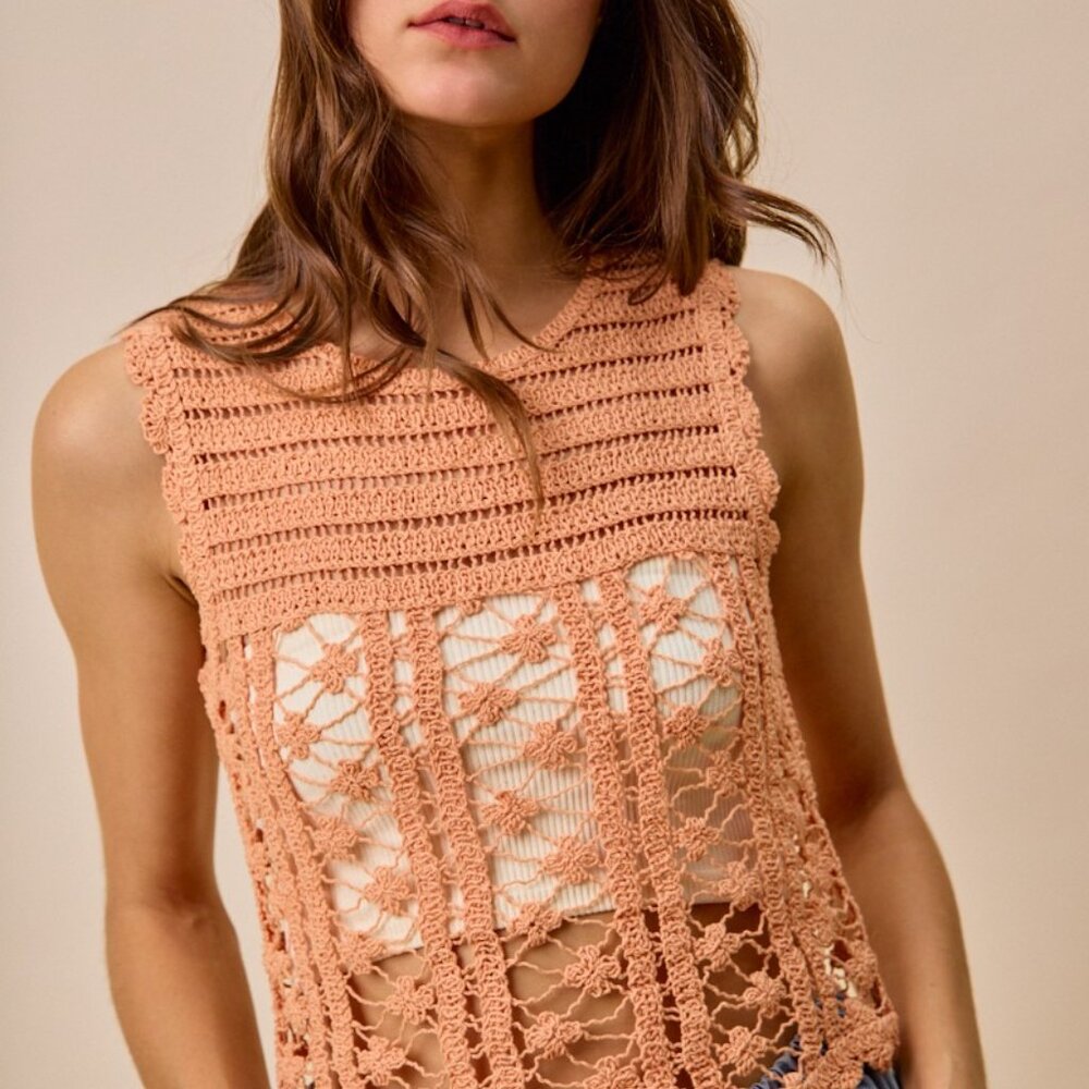 SO ME Crochet Knitted Lace Sweater‎ Tank Top - Picture 2 of 11